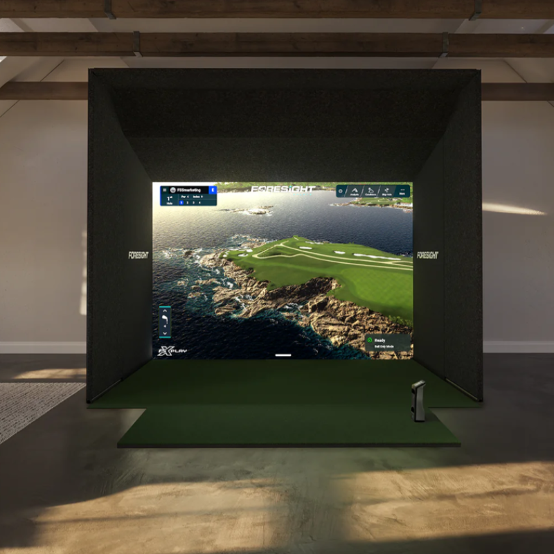 Foresight Sports SIM IN A BOX Custom Golf Simulator GCQuad 12 feet wide with frame extension.