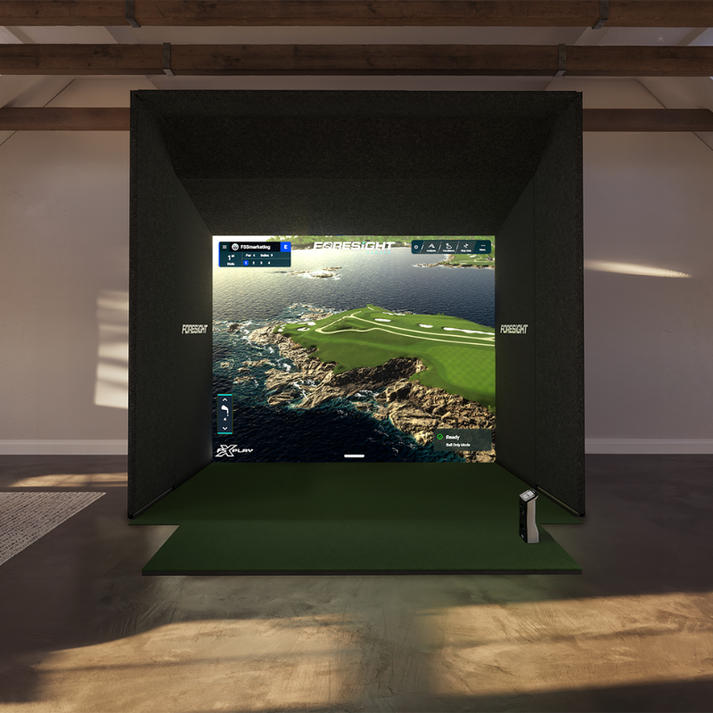 Foresight Sports SIM IN A BOX Custom Golf Simulator QuadMAX 11 feet wide.