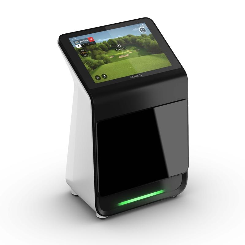 Garmin Approach R50 Golf Launch Monitor and Simulator front angle screen on.