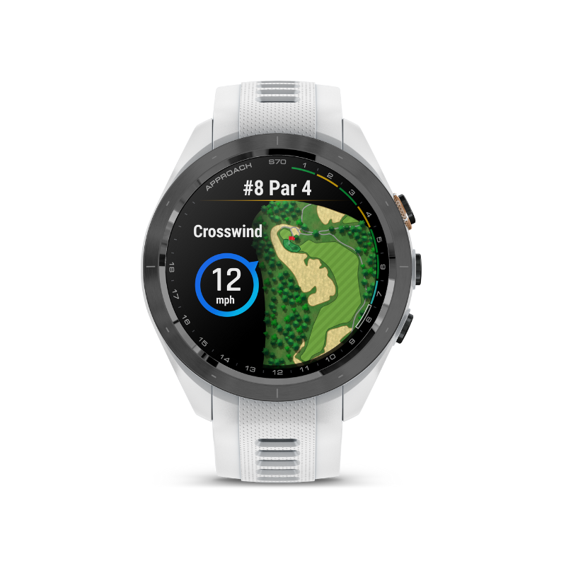 Garmin Approach S70 - 42 mm White Silicone Band Preloaded Courses.