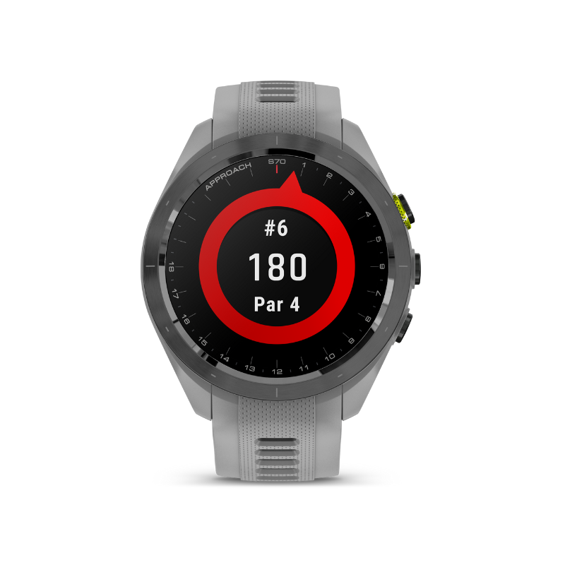 Garmin Approach S70 - 42 mm Gray Silicone Band distance to green user interface.