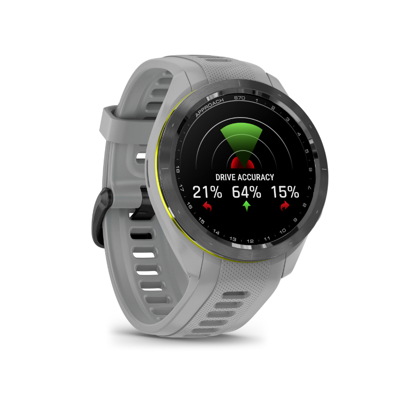 Garmin Approach S70 - 42 mm Gray Silicone Band Drive Accuracy feature user interface.