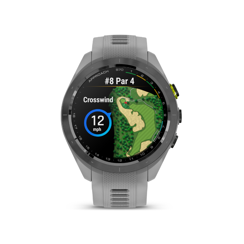 Garmin Approach S70 - 42 mm Gray Silicone Band Preloaded Courses.