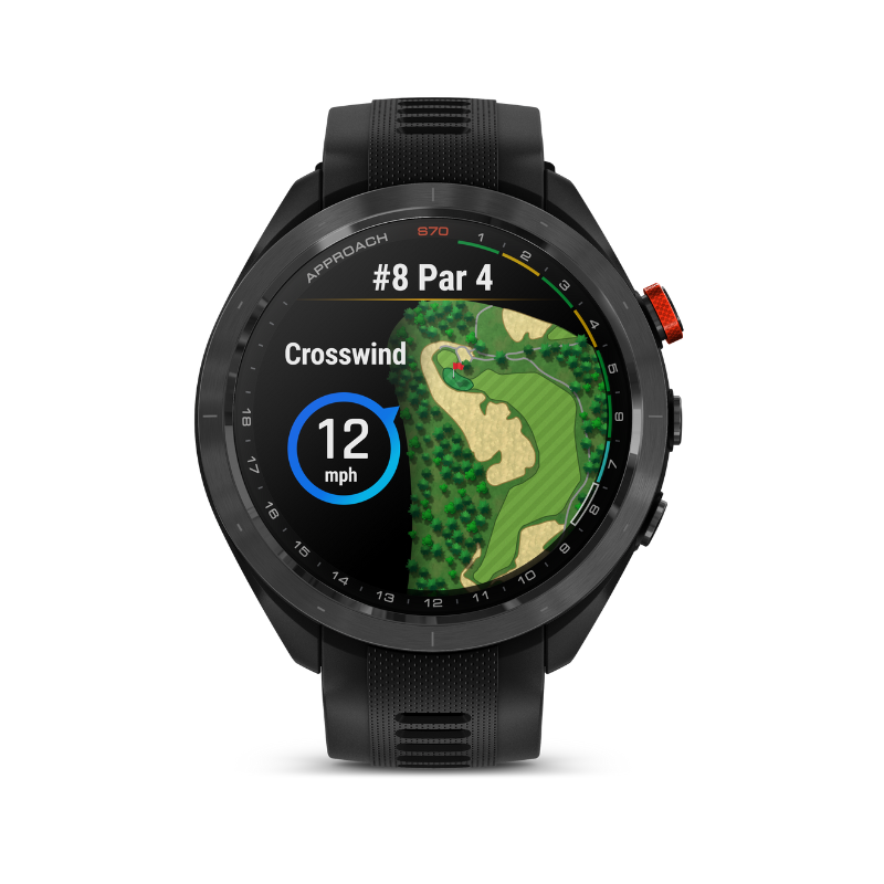 Garmin Approach S70 - 47 mm Black Silicone Band Preloaded Courses.