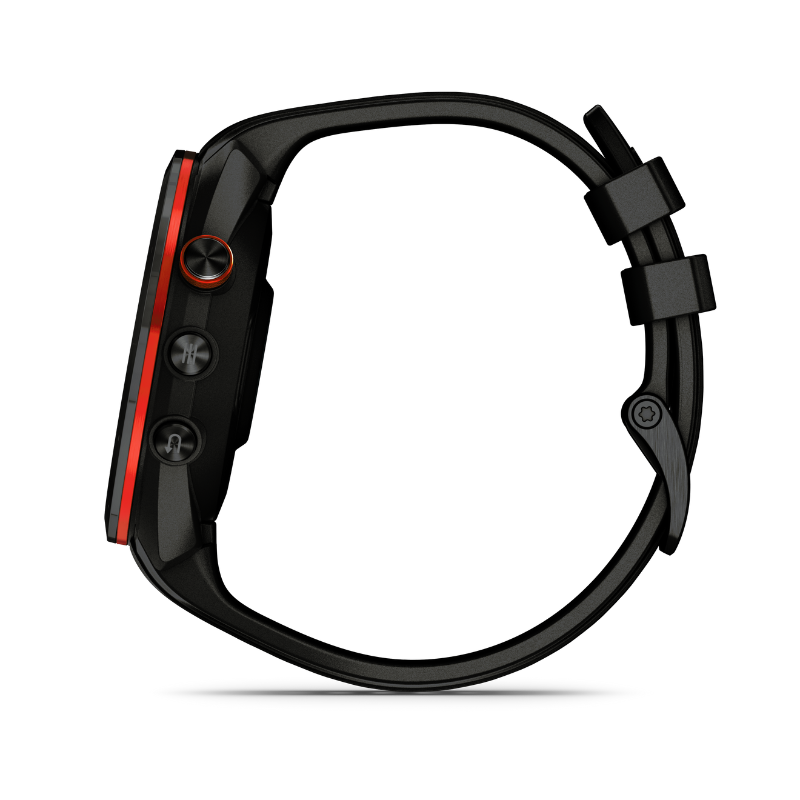 Garmin Approach S70 - 47 mm Black Silicone Band right side view.