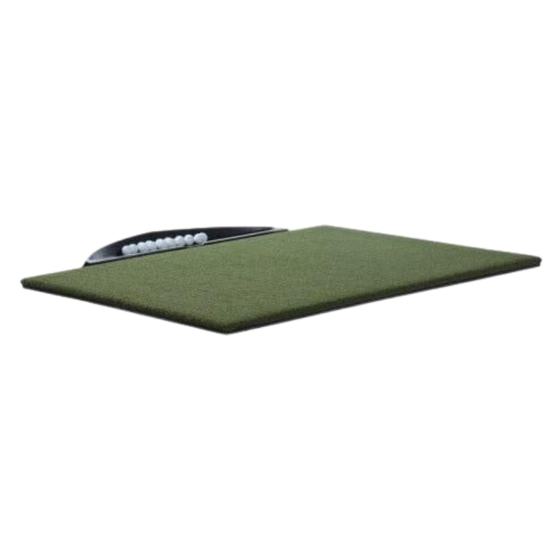 Golf Ball Tray - Half Moon Molded Rubber with SwingTurf Golf Hitting Mat.