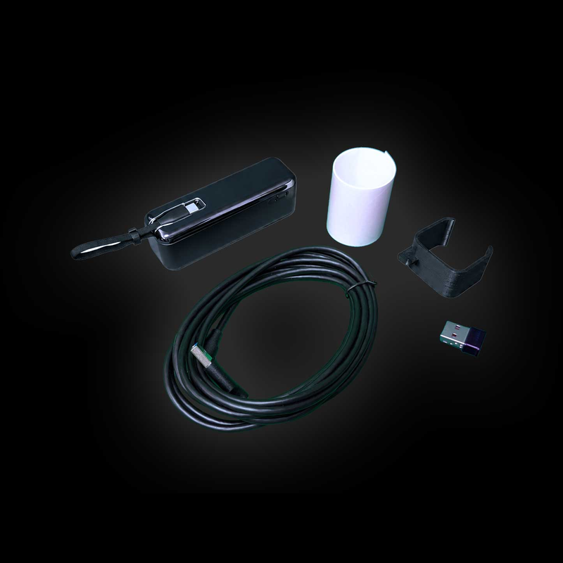 Golf Sim Controller GSPro Controller included battery module, USB cable, Bluetooth USB dongle and accessories.
