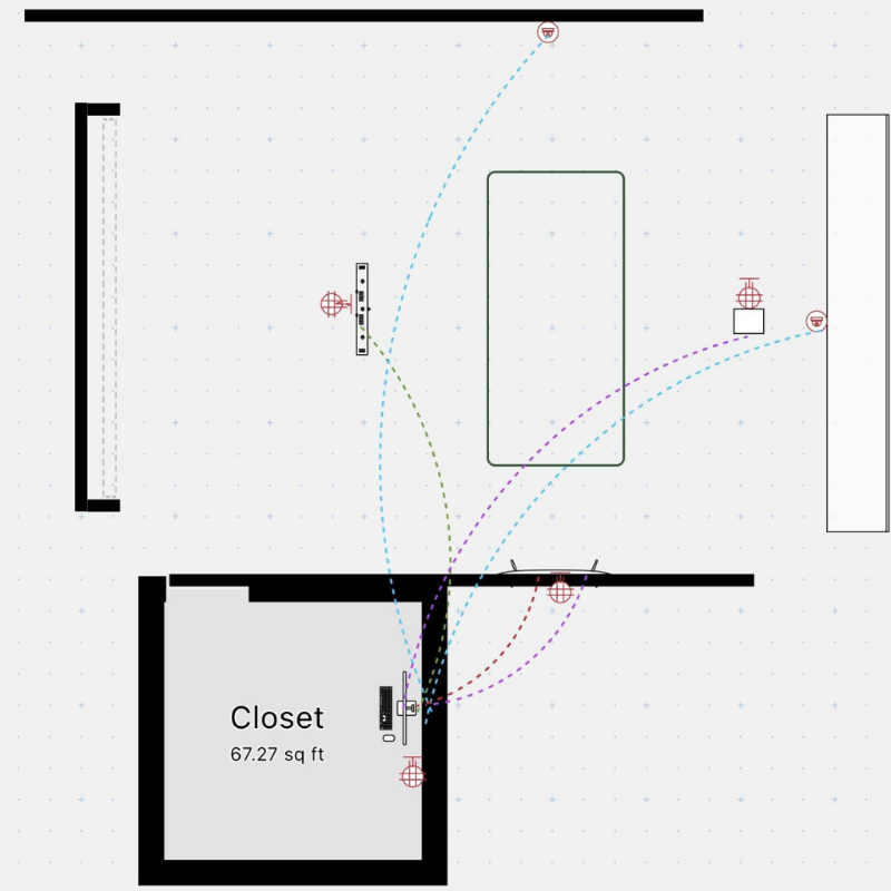 Golf Simulator Design Plans and Consultation room floor plan.