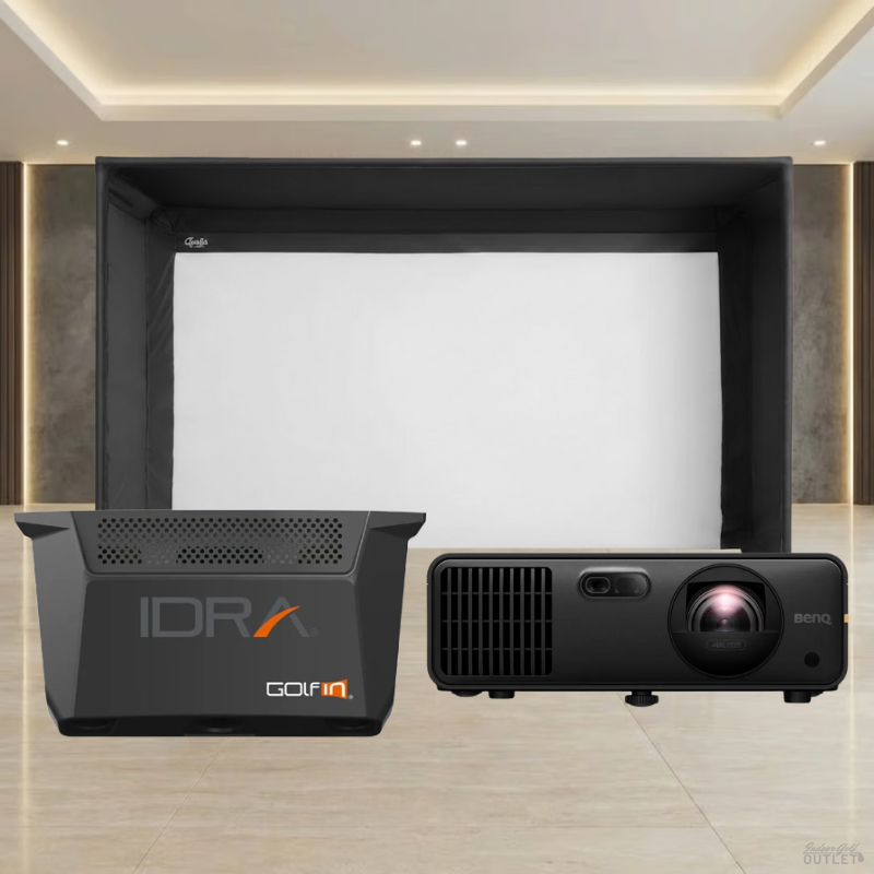 GolfIn IDRA II Launch Monitor Carl's Place Pro Golf Simulator Enclosure Projector Package.