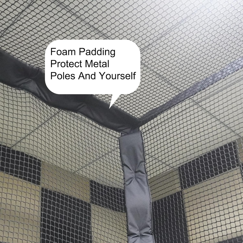 Impact Sports Golf Cage Practice Enclosure foam padding wrapped around the metal corner post and top rail.