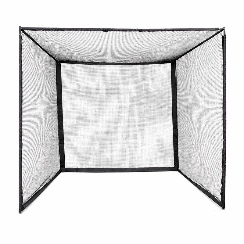 Impact Sports Golf Cage Practice Enclosure front view of the padded frame with the roof, rear and side netting fitted.