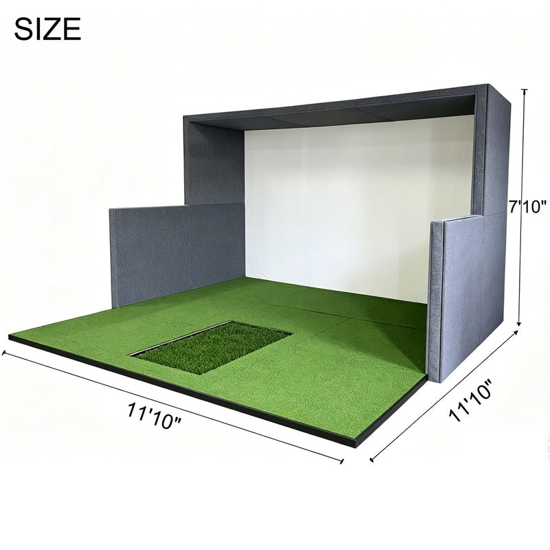 Impact Sports Modular Golf Simulator Enclosure dimensions diagram of the modular bay.