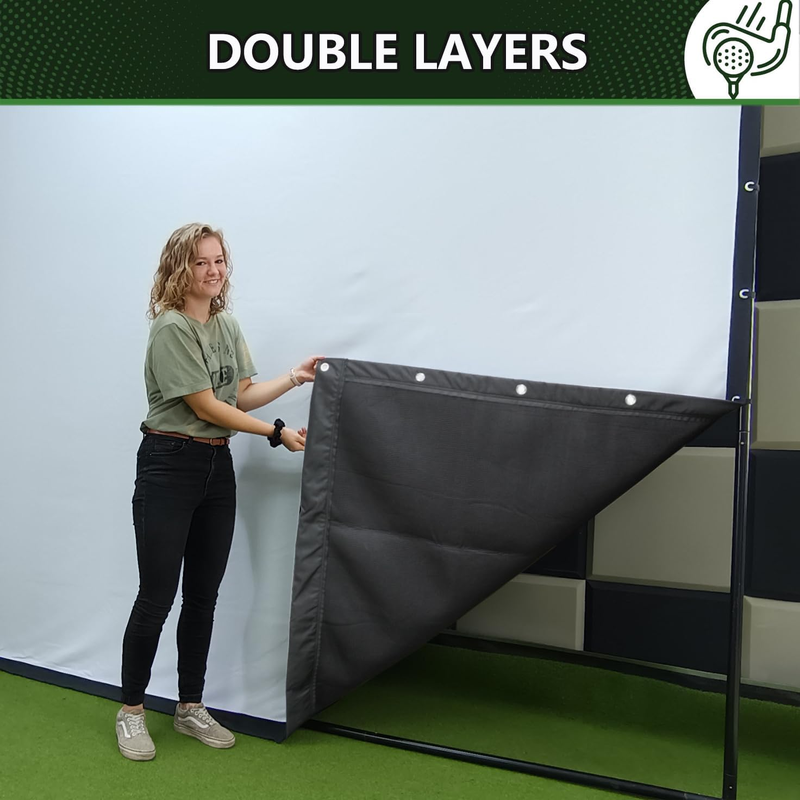 Impact Sports Premium Blackout Golf Impact Screen with the black backing layer lifted away from the white front face.