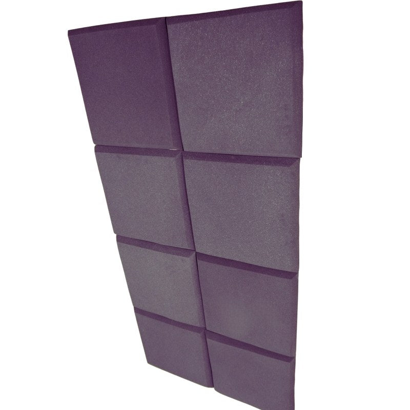 Impact Sports Standard Adhesive Wall Padding (8-Pack) eight pads tiled on a wall in a custom purple color.