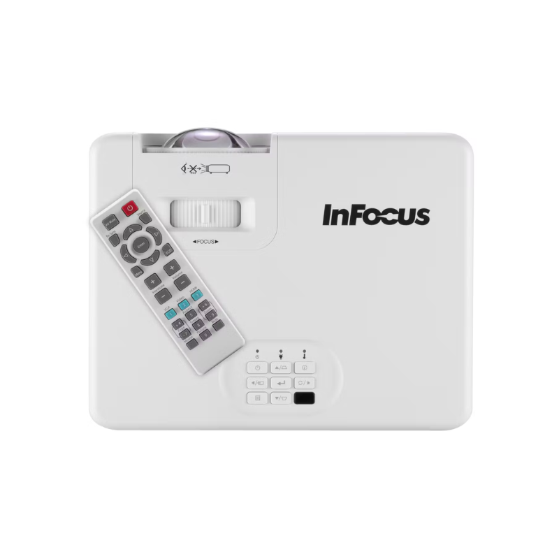 InFocus IN1028ST Nemesis II 4000-Lumen 1080p Short-Throw DLP Laser Projector top view.