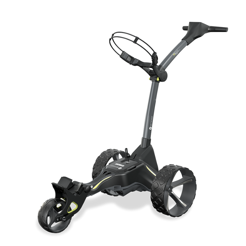 Motocaddy M3 GPS DHC Electric Caddy angled view.