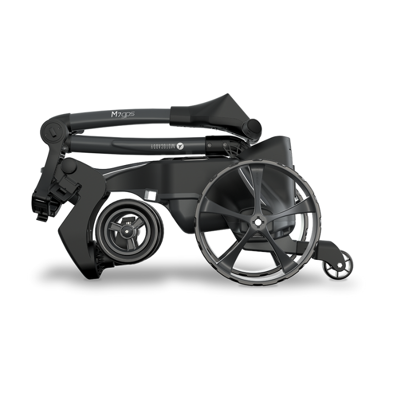 Motocaddy M7 GPS REMOTE Electric Caddy folded side view.