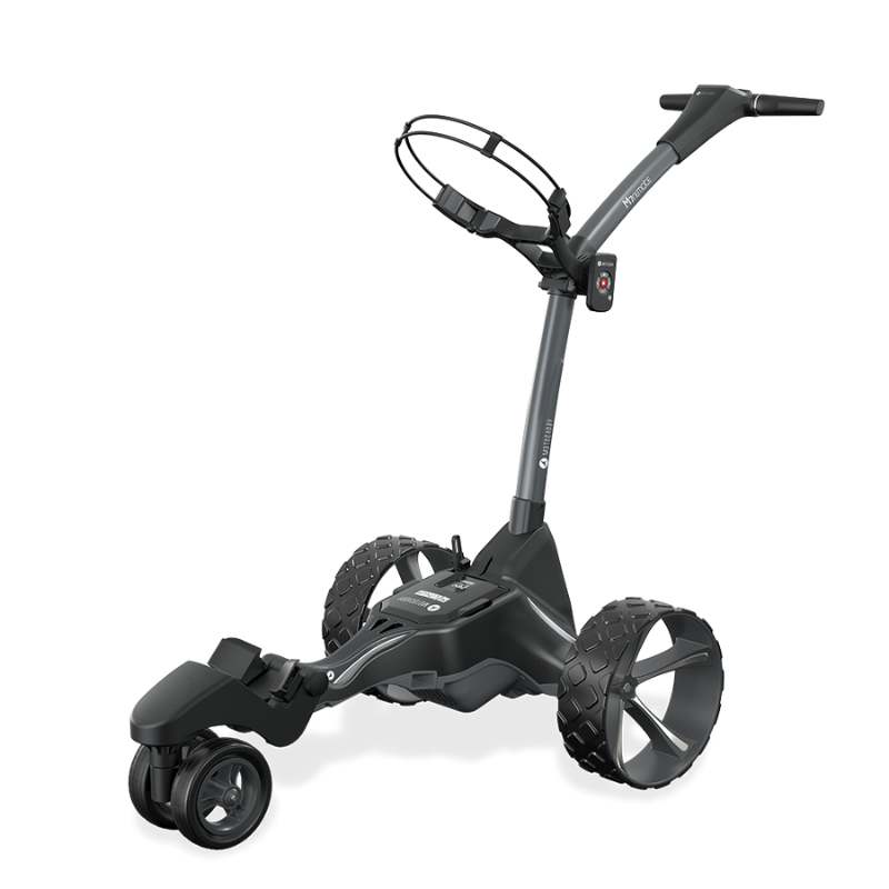 Motocaddy M7 REMOTE Electric Caddy angled view.