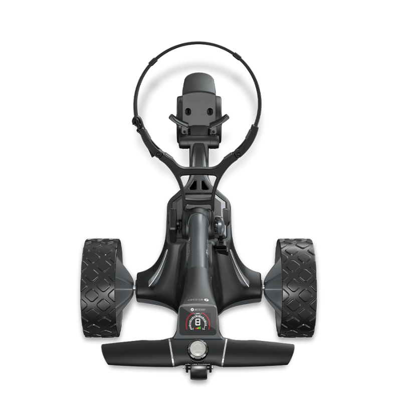 Motocaddy M7 REMOTE Electric Caddy handle hero view.