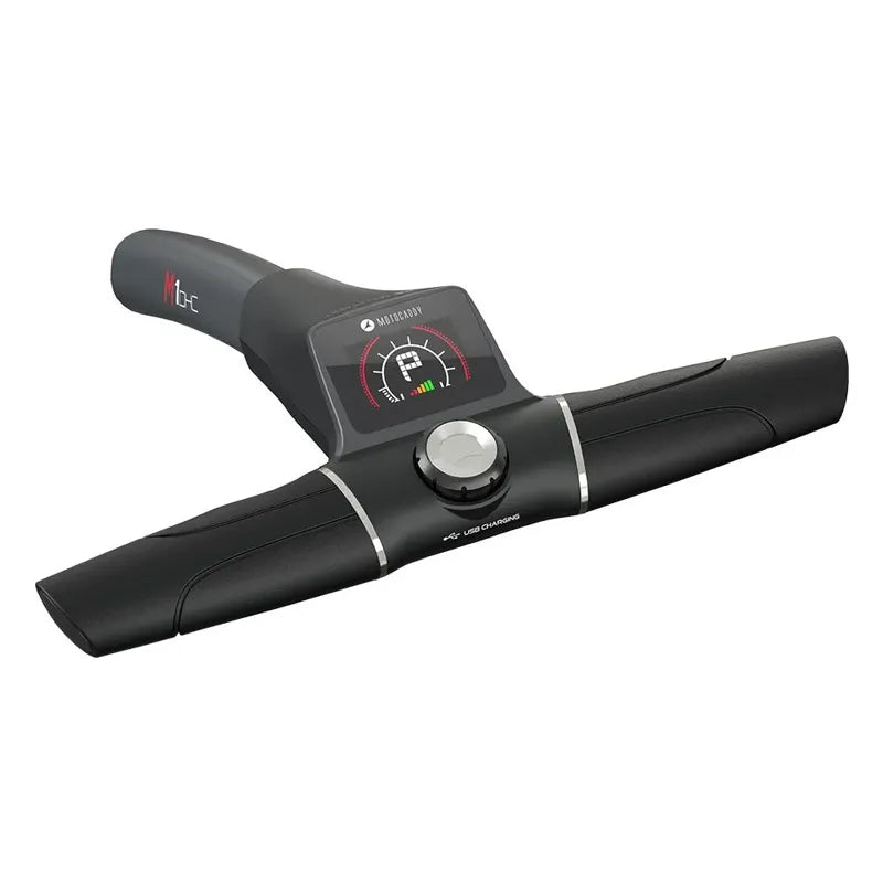 Motocaddy NEW M1 DHC Electric Caddy handlebar control panel black with digital display.