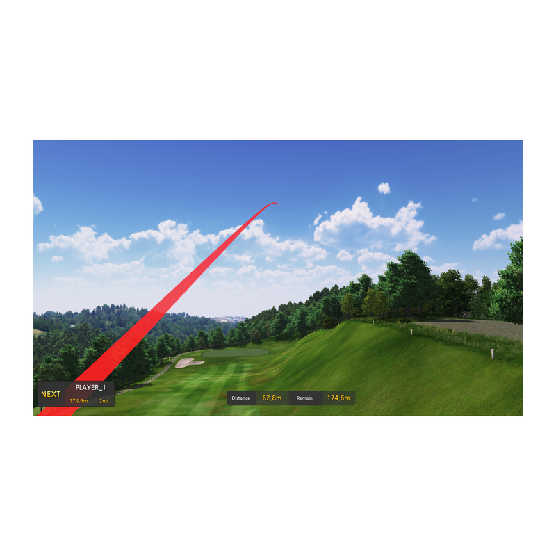 NVISAGE MURLIE-X course play software shot tracer on a golf course.