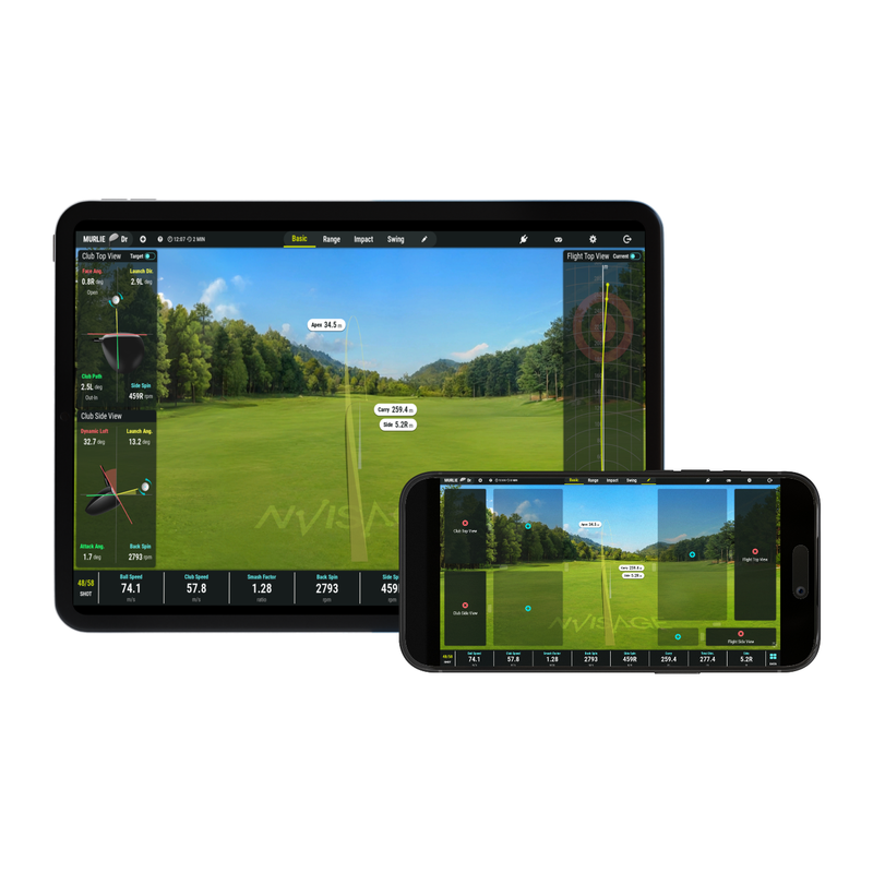 NVISAGE MURLIE shot analysis app on iPad and iPhone.