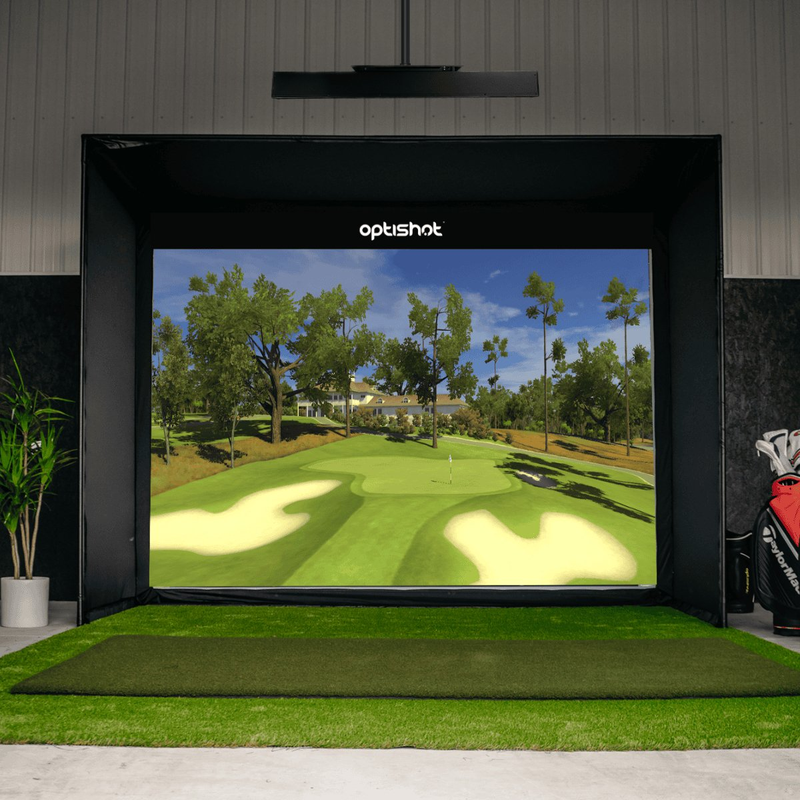 OptiShot Galaxy Series Golf In A Box 4 Simulator front view.