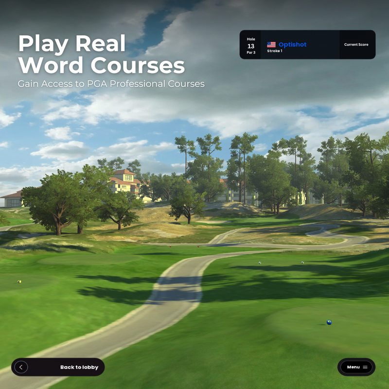 OptiShot Nova Series Golf In A Box 2 Simulator play real courses.