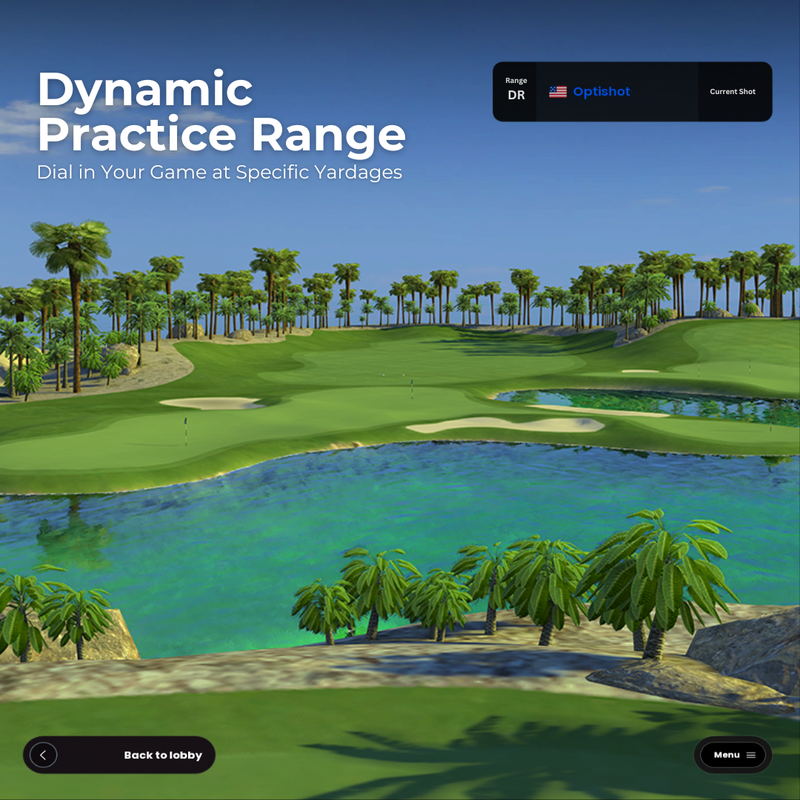 OptiShot Nova Series Golf In A Box 3 Simulator dynamic range.