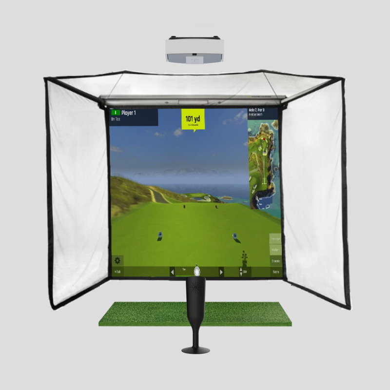 OptiShot Nova Series Golf In A Box 5 Simulator front view with a white background.