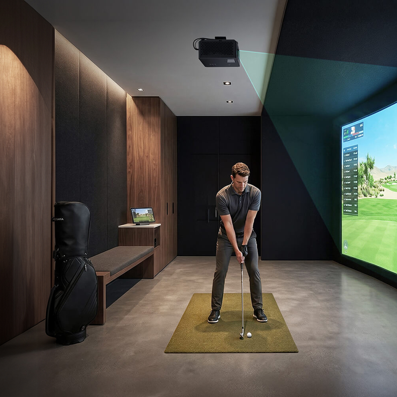 Optoma GT2300HDR 3600-Lumens 1080p Short Throw Golf Simulator Projector golf simulator bay.