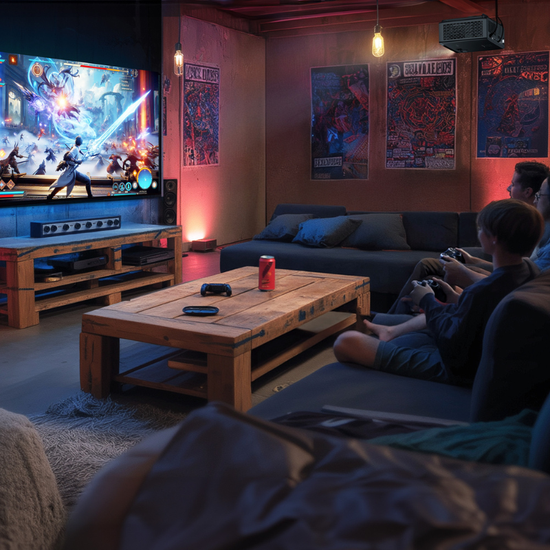 Optoma GT2400HDR 4200-Lumens 1080p Short Throw Golf Simulator Projector kids playing.