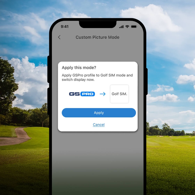 Optoma GT3900UHD 4000-Lumens 4K UHD Short Throw Golf Simulator Projector GSPro Golf Sim mode in the Smart Control app.