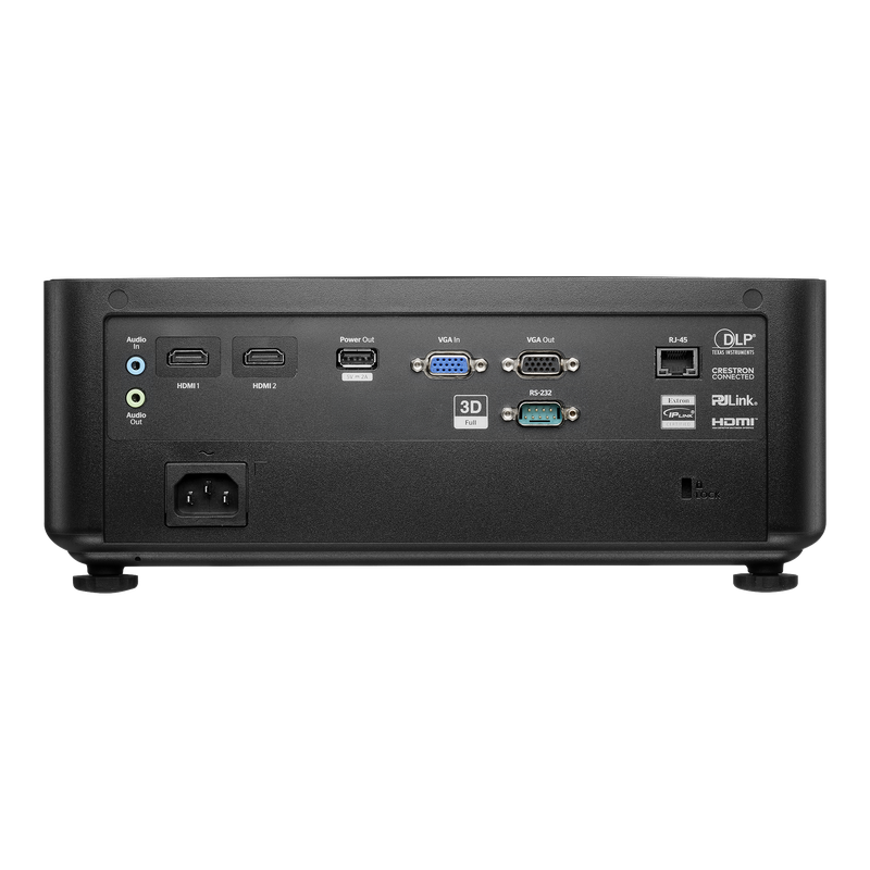 Optoma LW352BST WXGA 3500-Lumens Short Throw Golf Simulator Projector back view connection panel.