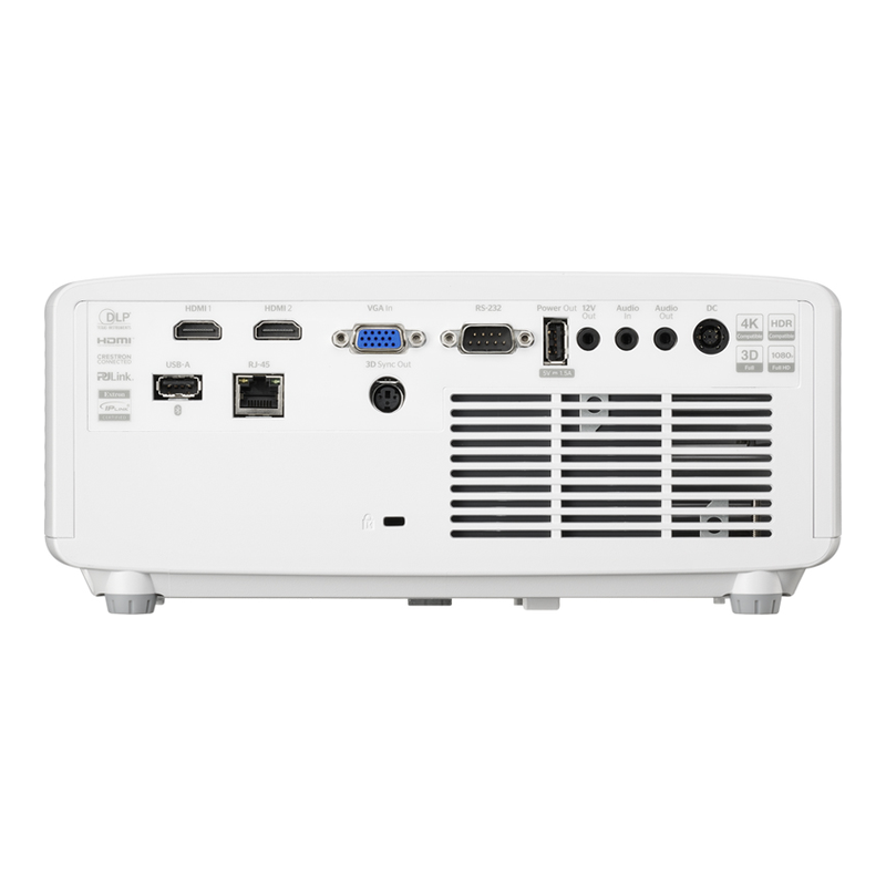 Optoma ZH451ST White 4200-Lumens 1080p Short Throw Golf Simulator Projector back view.