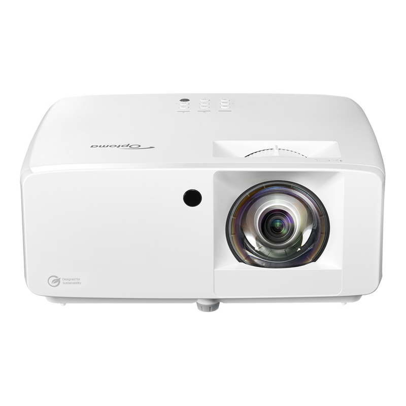 Optoma ZH451ST White 4200-Lumens 1080p Short Throw Golf Simulator Projector front high view.