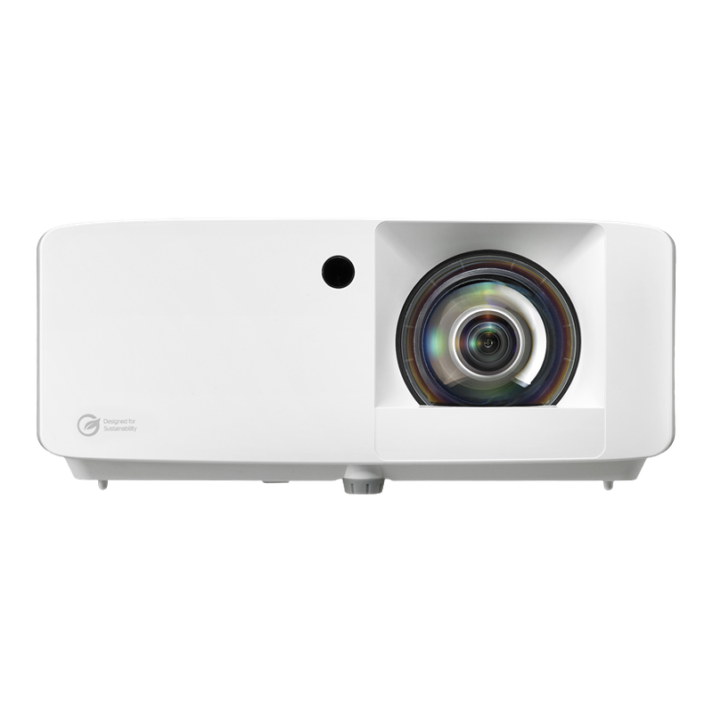 Optoma ZH451ST White 4200-Lumens 1080p Short Throw Golf Simulator Projector front view.