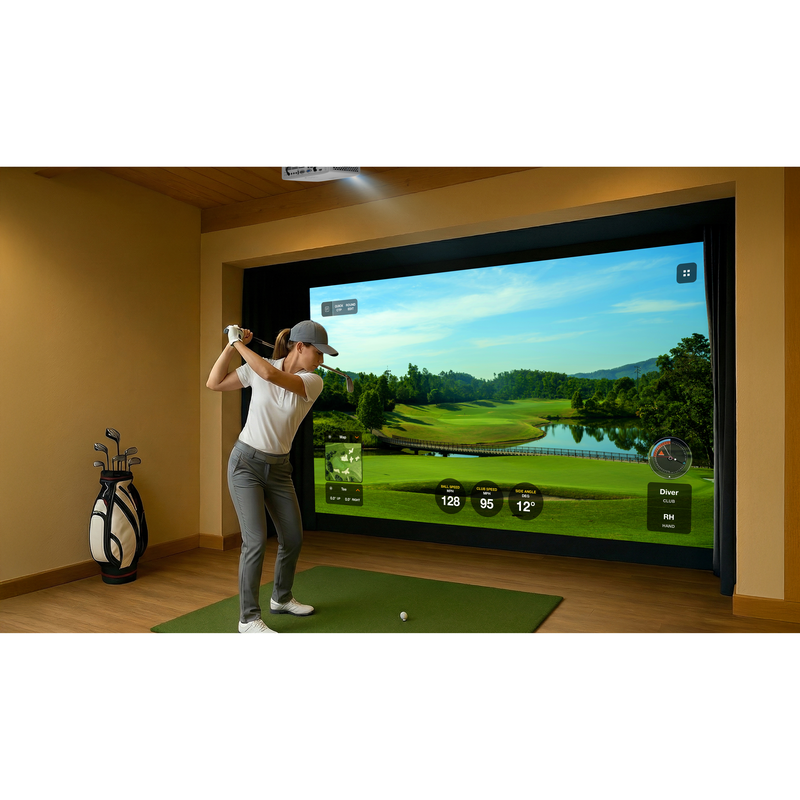 Optoma ZH451ST White 4200-Lumens 1080p Short Throw Golf Simulator Projector golf simulator room.