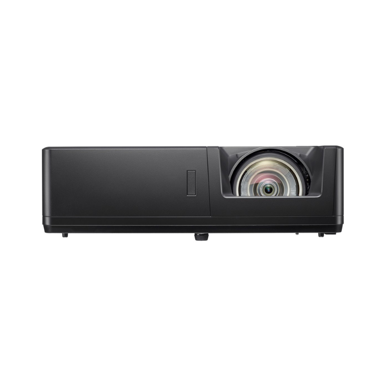 Optoma ZU607TST WUXGA 6000 Lumens WUXGA Short Throw Golf Simulator Projector front view.