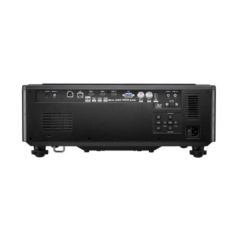 Optoma ZU725TST 7200-Lumens WUXGA Short Throw Golf Simulator Projector rear port view.