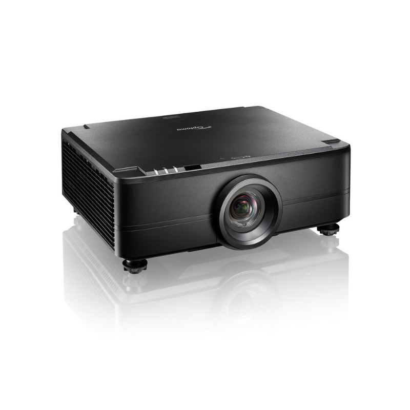Optoma ZU820TST 8200 Lumens WUXGA Short Throw Golf Simulator Projector right angled view.