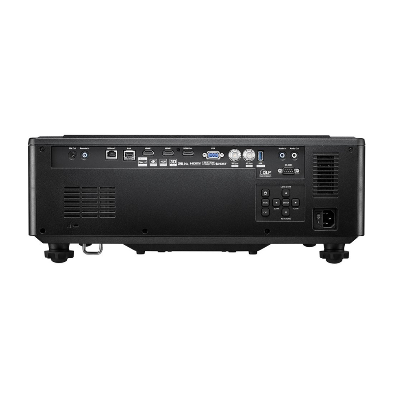 Optoma ZU920TST 9800 Lumens WUXGA Short Throw Golf Simulator Projector rear port view.