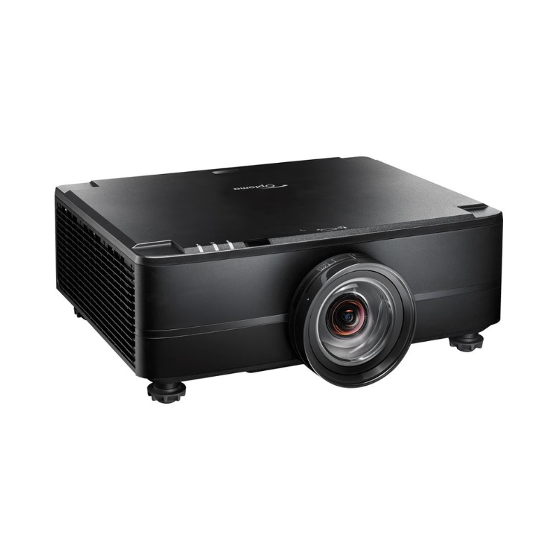 Optoma ZU920TST 9800 Lumens WUXGA Short Throw Golf Simulator Projector right angled view.