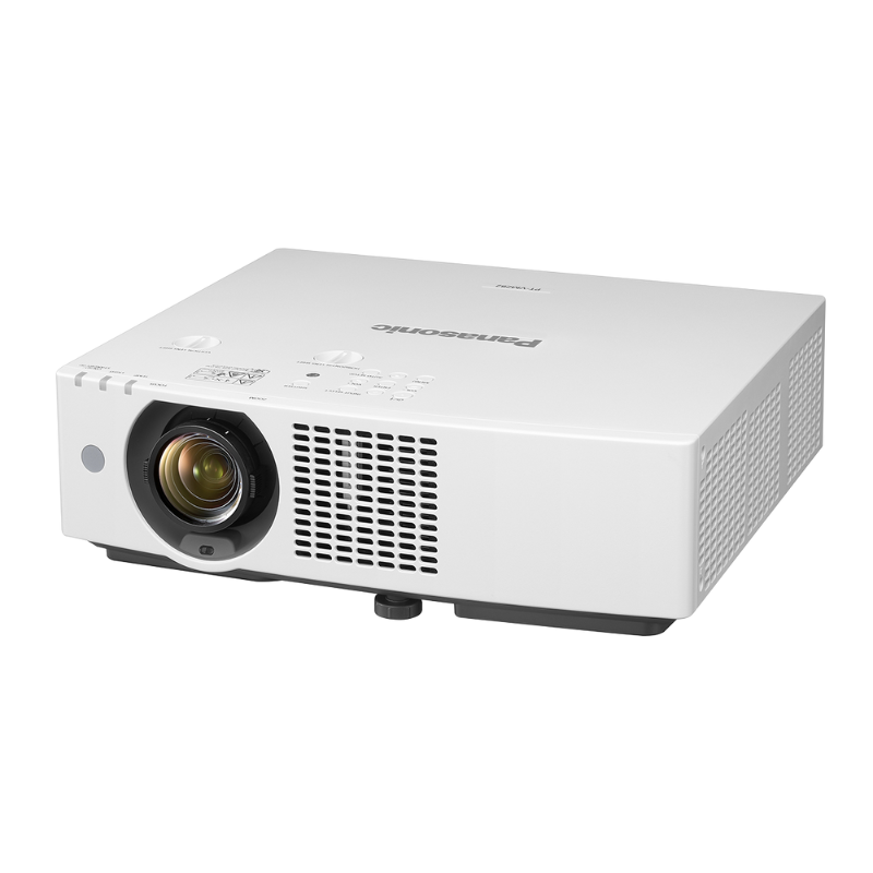 Panasonic PT-VMZ62U7 6500-Lumen WUXGA Normal Throw Golf Simulator Projector slight overhead view.