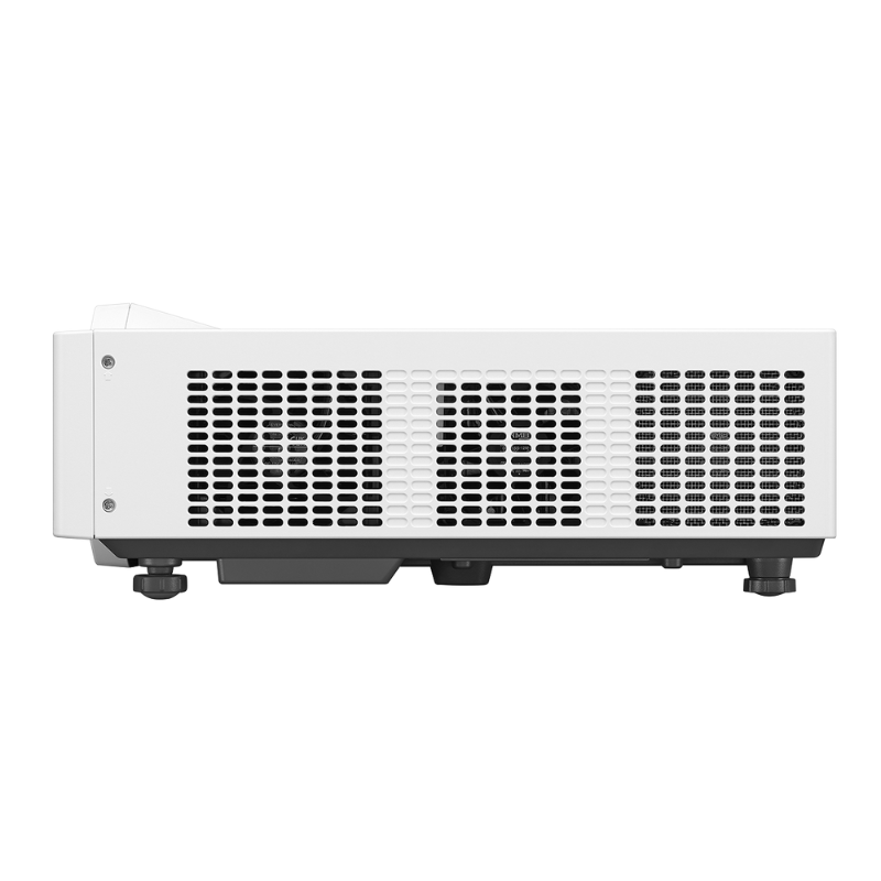 Panasonic PT-VMZ6STU7 6200-Lumen WUXGA Short Throw Golf Simulator Projector right side view.