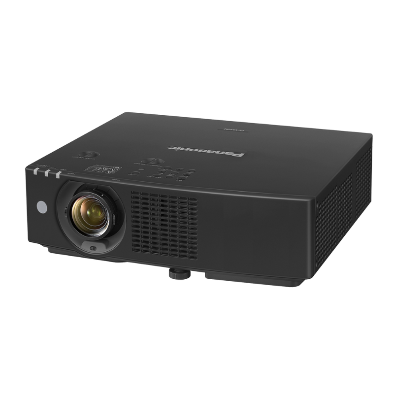 Panasonic PT-VMZ72BU7 7300-Lumen WUXGA Normal Throw Golf Simulator Projector slight overhead view.