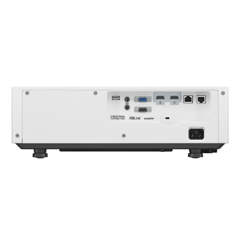 Panasonic PT-VMZ72U7 7300-Lumen WUXGA Normal Throw Golf Simulator Projector rear view.