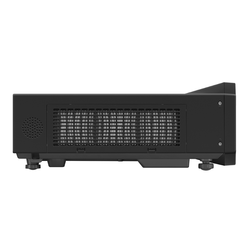 Panasonic PT-VMZ7STBU7 7000-Lumen WUXGA Short Throw Golf Simulator Projector left sided view.