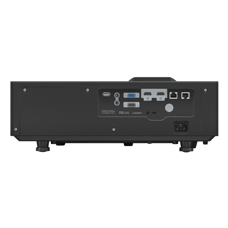 Panasonic PT-VMZ7STBU7 7000-Lumen WUXGA Short Throw Golf Simulator Projector rear view.