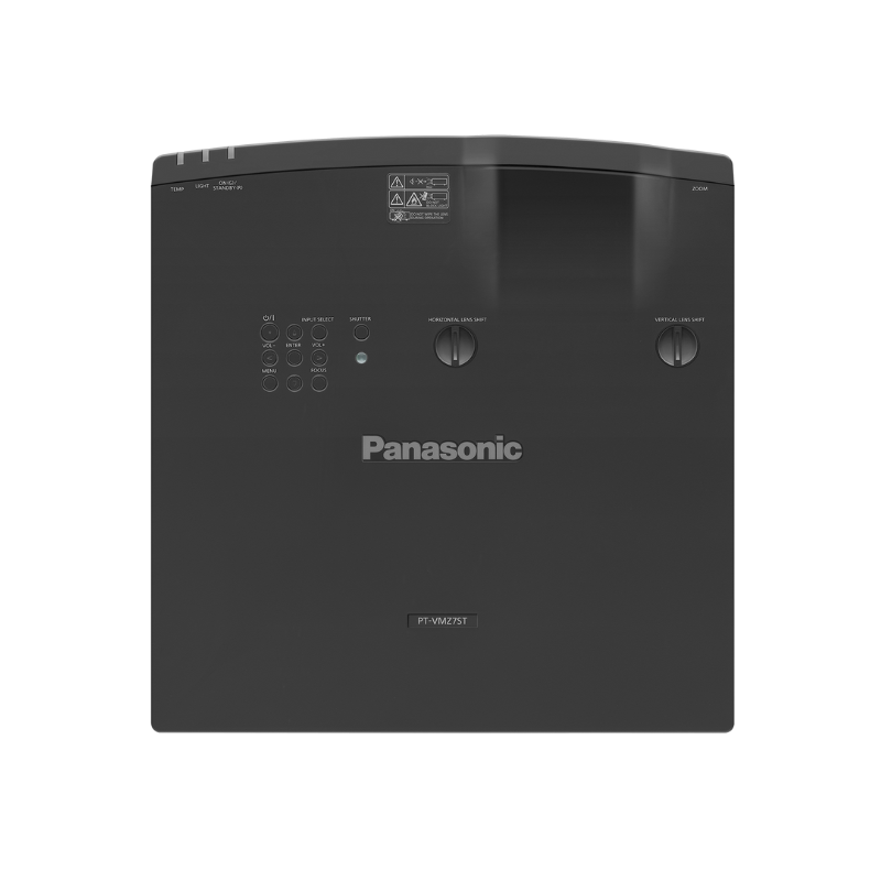 Panasonic PT-VMZ7STBU7 7000-Lumen WUXGA Short Throw Golf Simulator Projector top view.